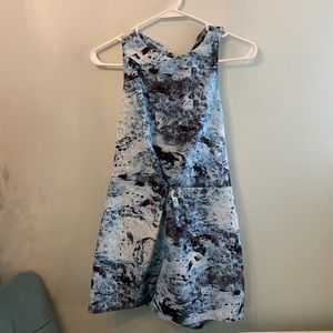 Patterned Blue Open Back Romper